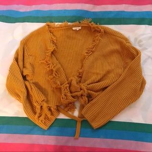 Marshall’s Yellow Fringe Tie Sweater